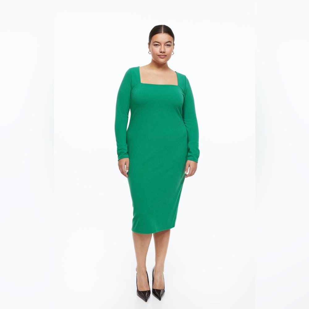 NWT H&M Square Neck Green Dress | Size XL